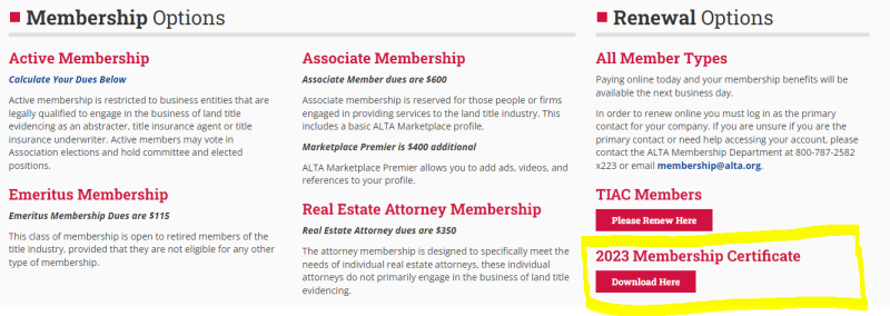 Membership cert