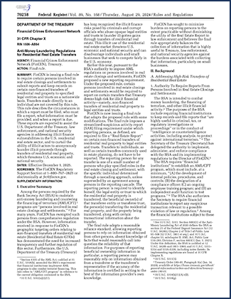 FinCEN Final Rule and Regulations