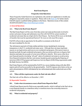 FinCEN FAQ