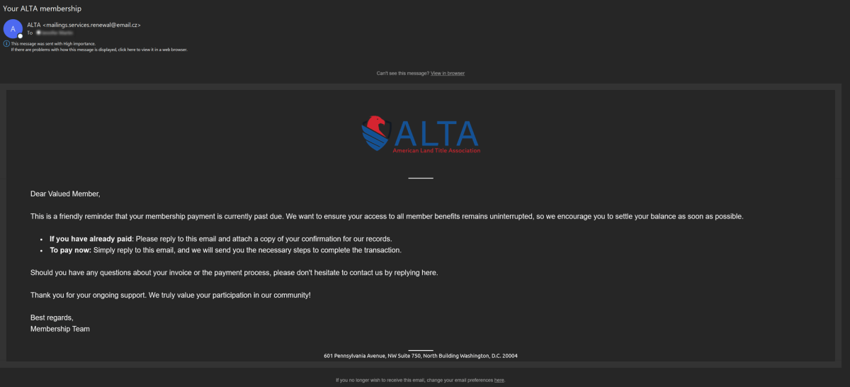 Fraudulent Email